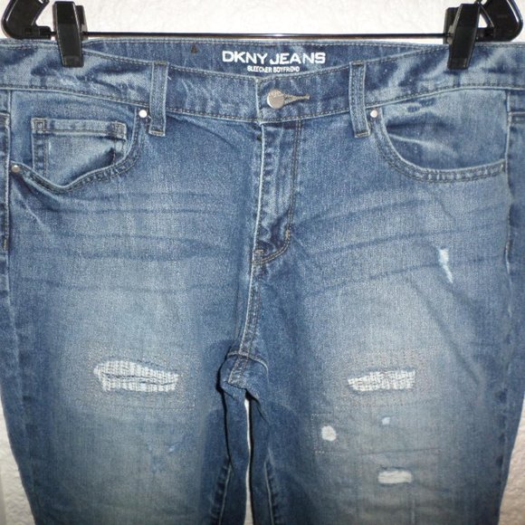 DKNY Bleecker Boyfriend Destructed Jeans Size 12 - Picture 2 of 5